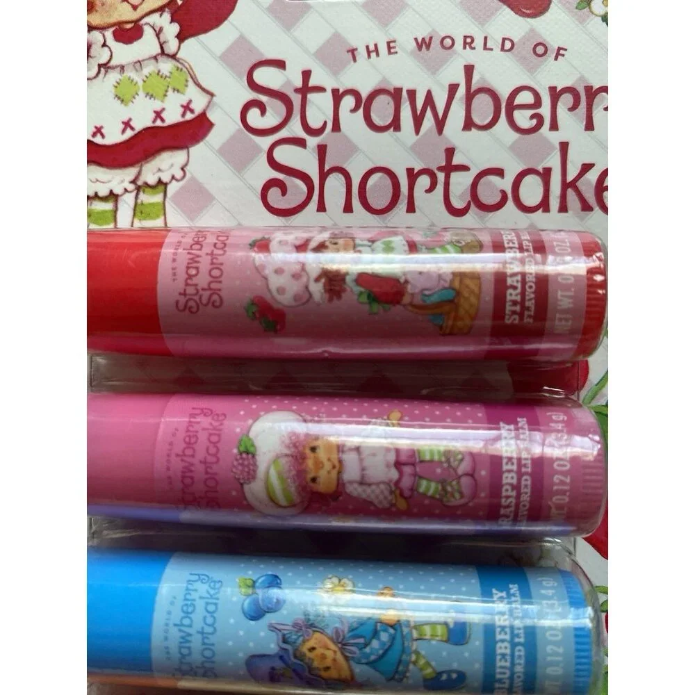 8 Pk  Strawberry Shortcake Flavored Lip Balms Cherry Vanilla Blueberry Lemon NEW